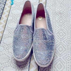 Kate Spade Keds silver glitter sneakers size 7.5